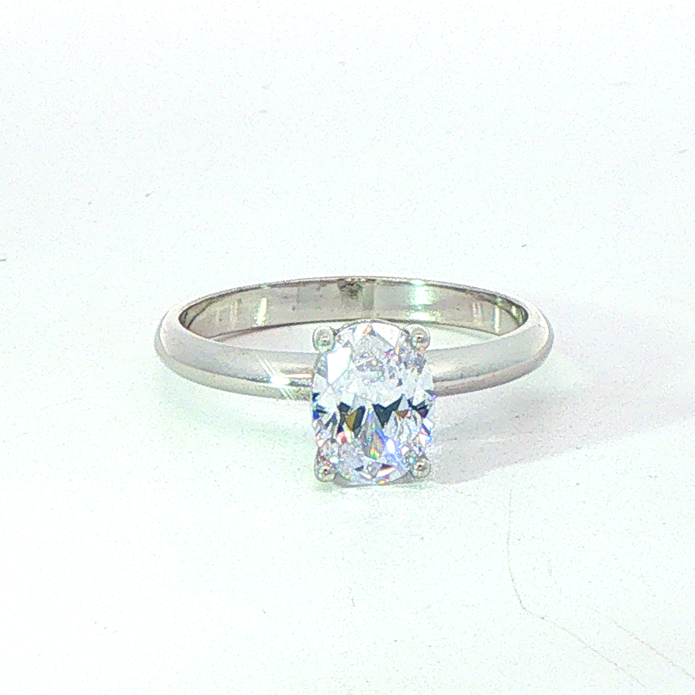 9ct wg oval cz solitaire engagement ring
