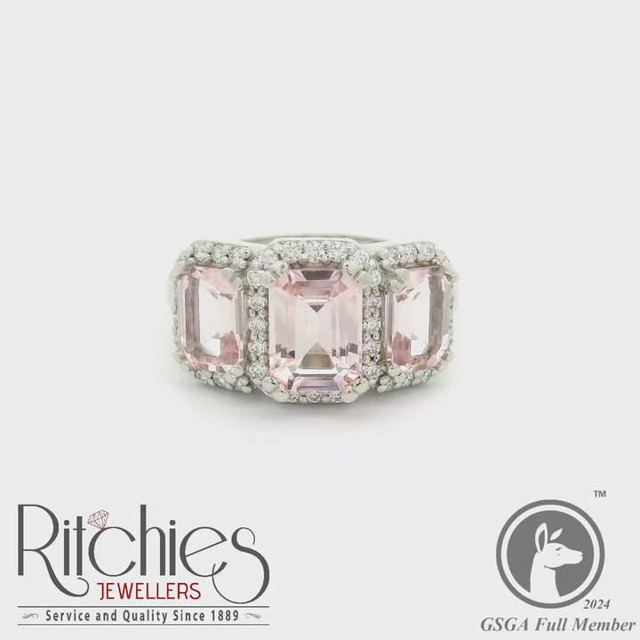 18ct White Gold Morganite and Diamond Ring