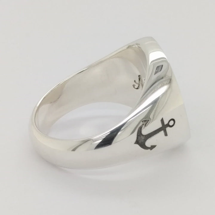 Sterling Silver Anchor Signet Style Ring