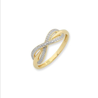 9ct Gold Diamond Infinity Dress Ring