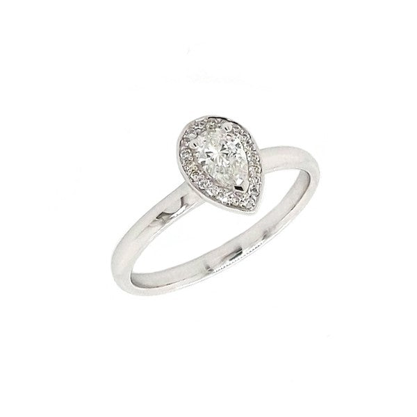 9ct White Gold Pear Diamond Engagement Ring