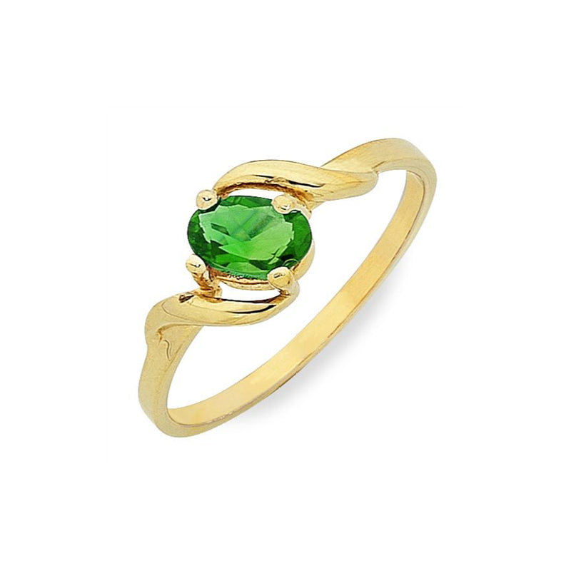 9Ct Yellow Gold Natural Emerald Ring