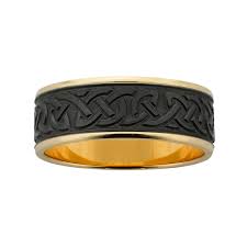 Gents 9ct Yellow Gold, Black Zirconium