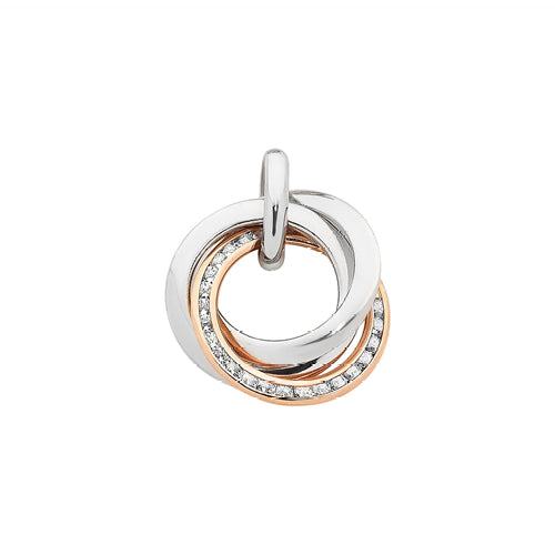 9ct Rose Gold/Sterling Silver Cubic Zirconia Pendant