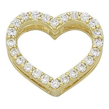 9ct Yellow Gold Cubic Zirconia Heart Pendant