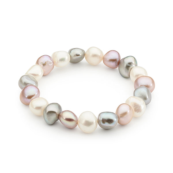 White, Grey and Pink Baroque Pearl Bracelet