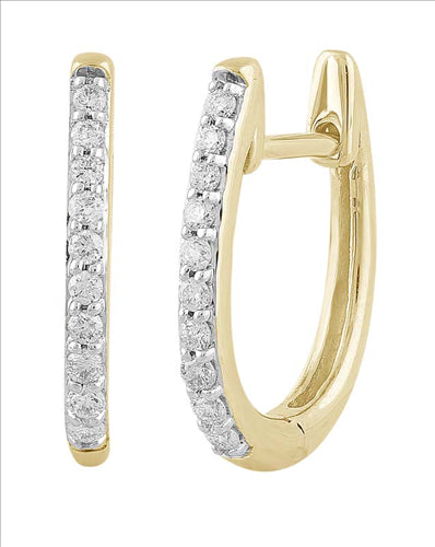 9ct Yellow Gold Diamond Huggie Earrings 0.15ct