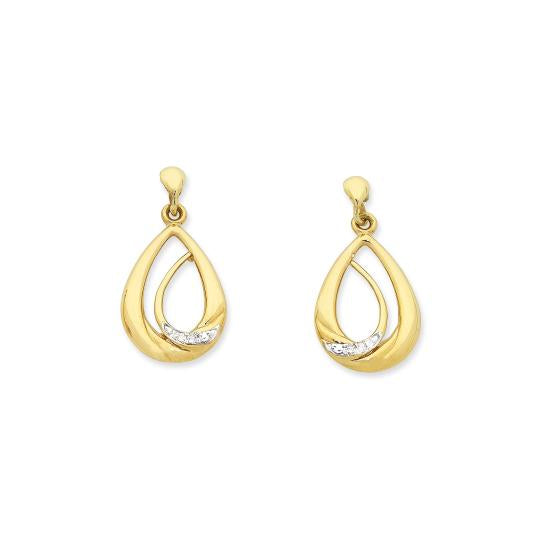 9Ct Yellow Gold Diamond Drop Studs