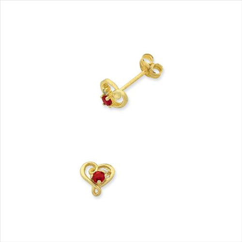 9ct Yellow gold Natural Ruby and Diamond stud Earrings