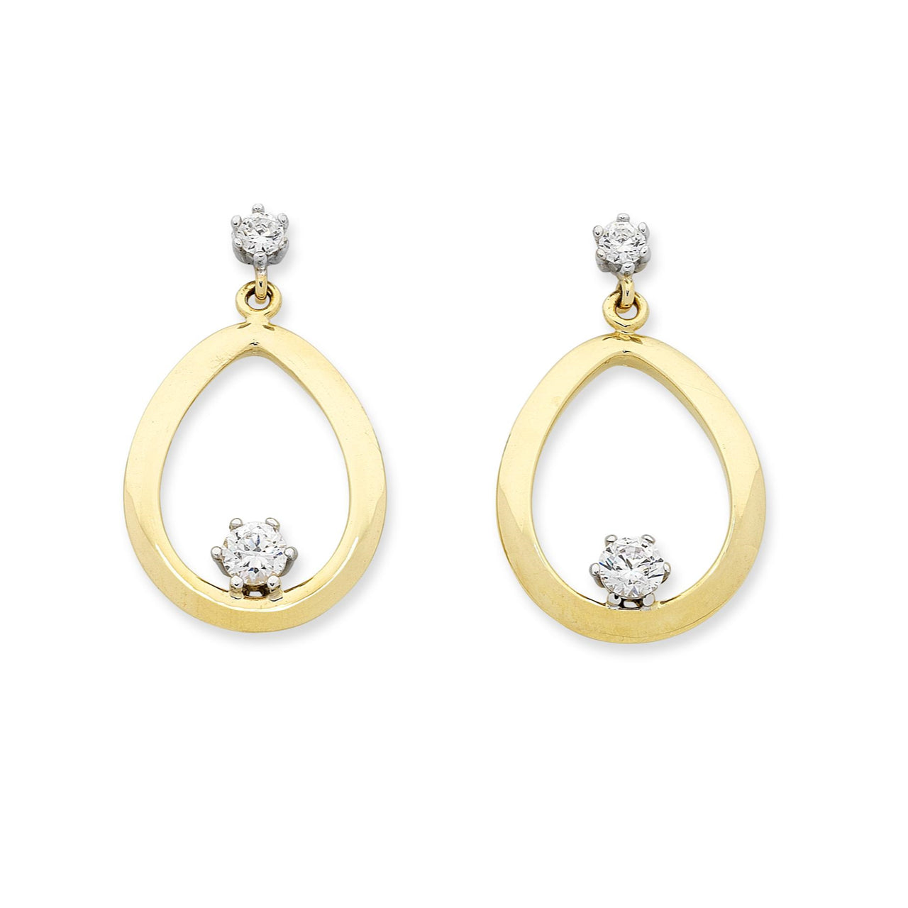 9Ct Yellow Gold / White Gold Cubic Zirconia Earrings