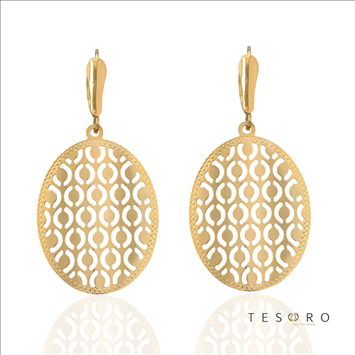 9ct Yellow Gold Falcone Oval Earrings
