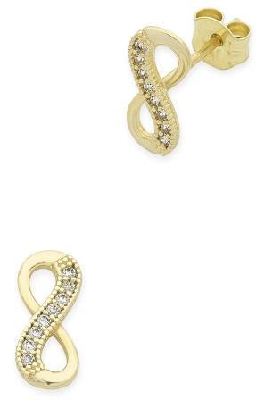 9ct Yellow Gold Cubic Zircona, Infinity Twist Earrings