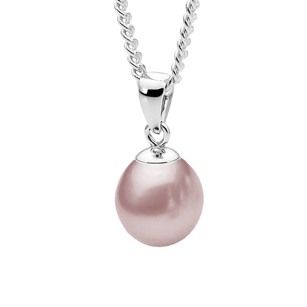 Sterling Silver 9mm Pink Fresh Water Pearl Pendant
