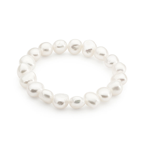 White Baroque 9.5-10.5Mm Fresh Water Pealr Elastic Bracelet