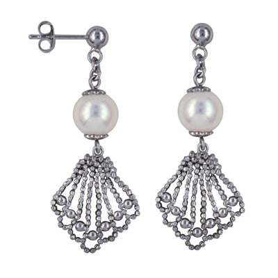 Sterling Silver Italian Fancy Freshwater Pearl Drop Studs