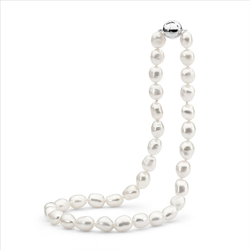 White 10.5-11.5mm Keshi Freshwater pearl 45cm strand with sterling silver magnetic clasp