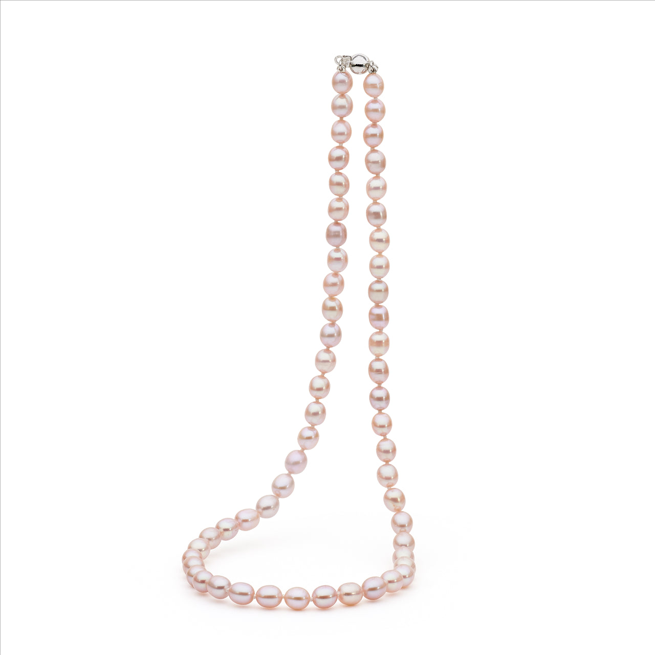 Pink 6-6.5Mm Oval Fresh Water Pearl Necklace 45Cm Sterling Silver Clasp