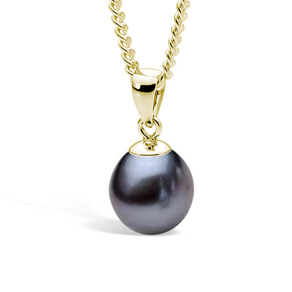 9Ct Yellow Gold Black Dyed 9-9.5Mm Freshwater Pearl Pendant