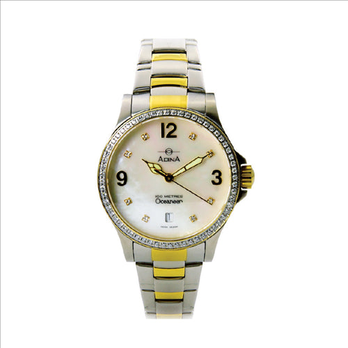 Adina Ladies 2-tone Oceaneer 100m White MOP dial