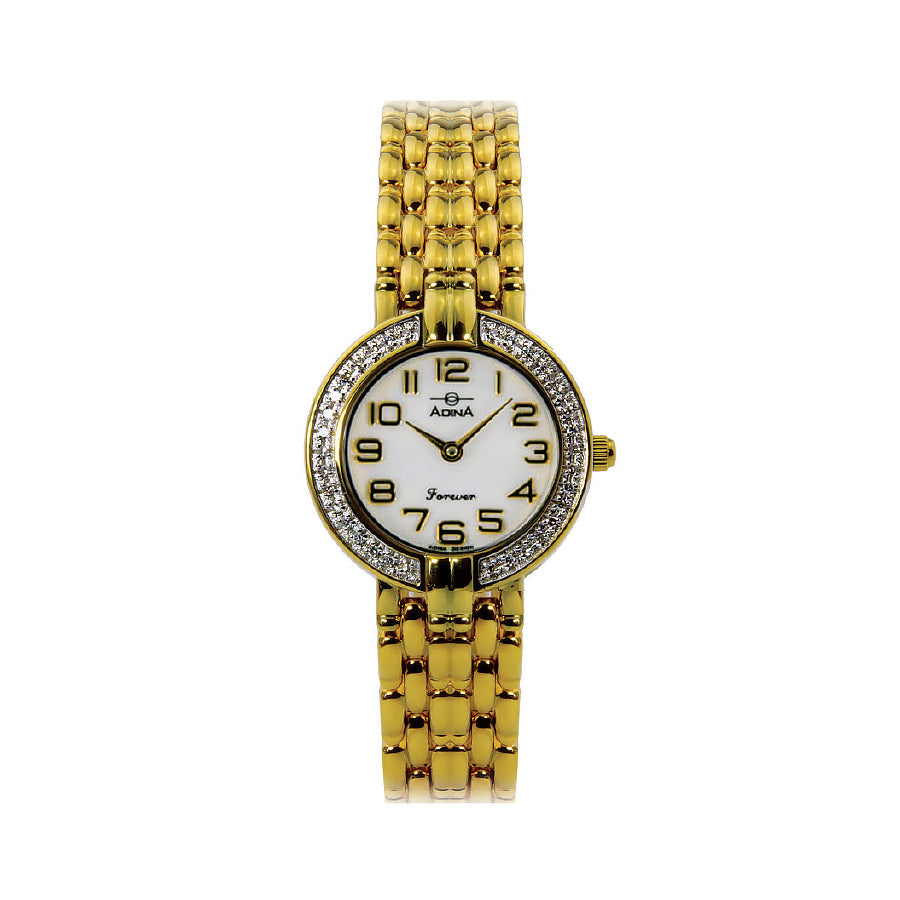 Ladies Adina Gold Plated Watch with Diamond Set