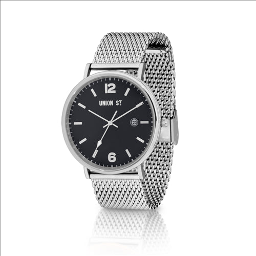 Watch - Union Street, William collection, Stainless steel, 50m, Mesh, Date, Black dial