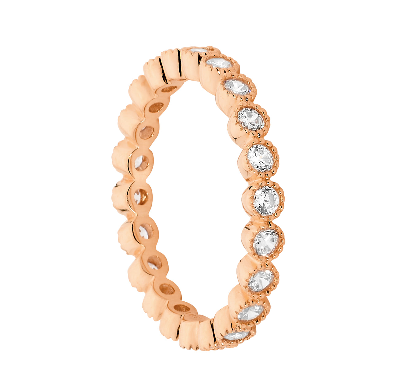 Ring - Sterling silver, Rose gold plate Eternity ring with Cubic zirconia