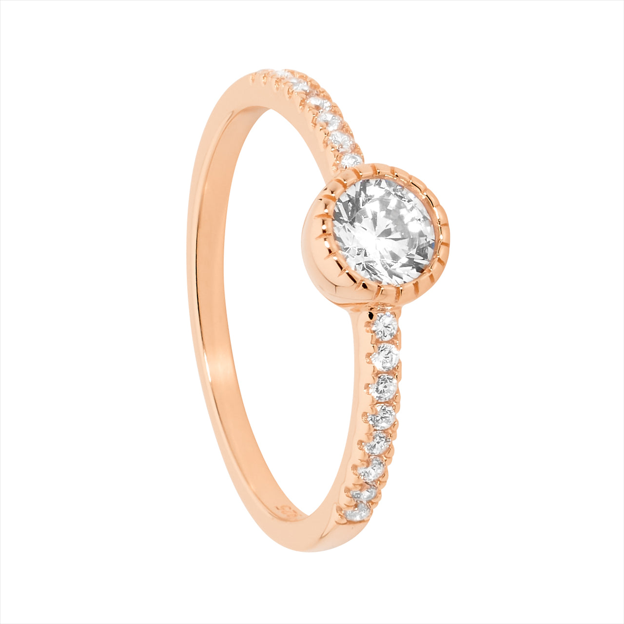 Ring - Sterling silver/Rose gold plated with White Cubic Zirconia