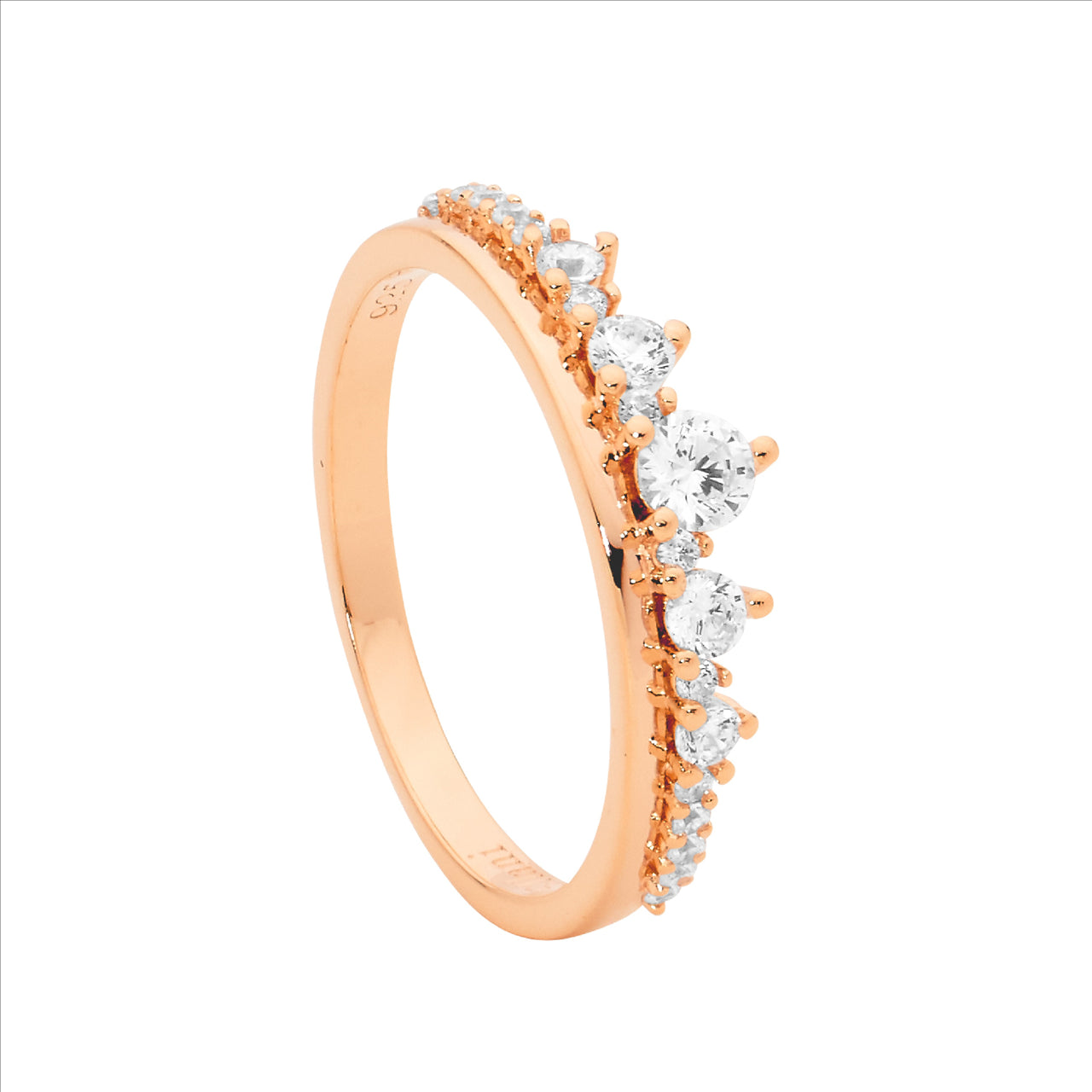 Sterling Silver Rose Gold Plated,Gradual CZ Ring