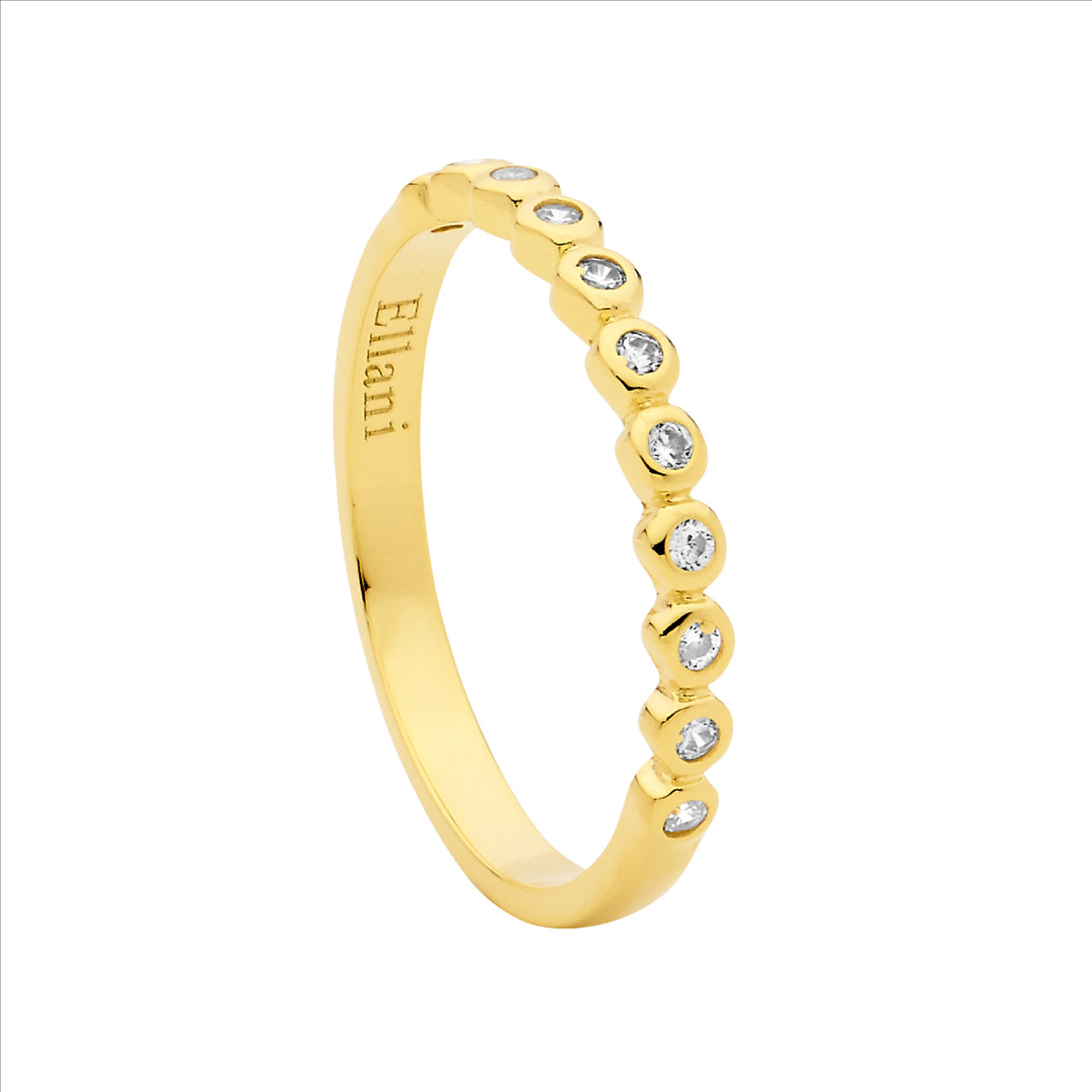 Sterling Silver Gold Plated CZ Bezel Set Ring