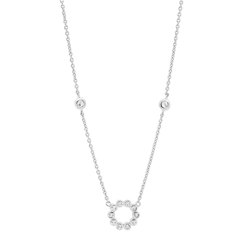 Sterling Silver Bezel Set Circle CZ Pendant with Sterling Silver Chain.