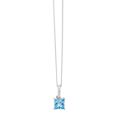 Sterling silver white Cubic Zirconia drop with Blue coloured Cubic Zirconia cut drop