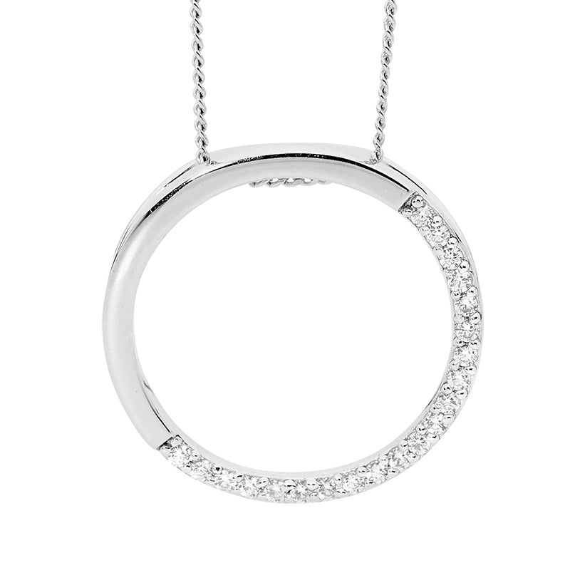 Sterling Silver 20mm Open Circle CZ Pendant