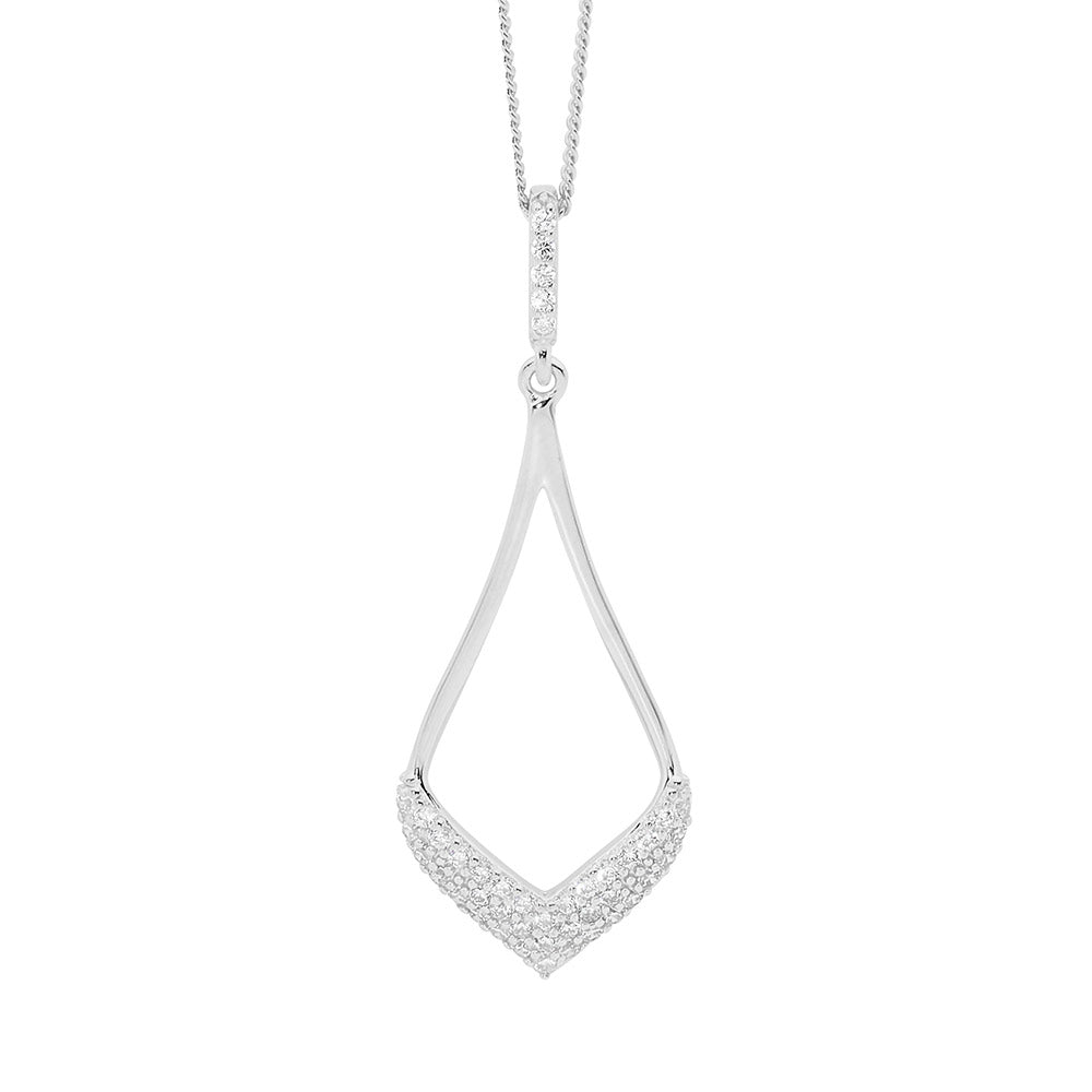 Sterling Silver Open Tear Drop CZ with Pendant