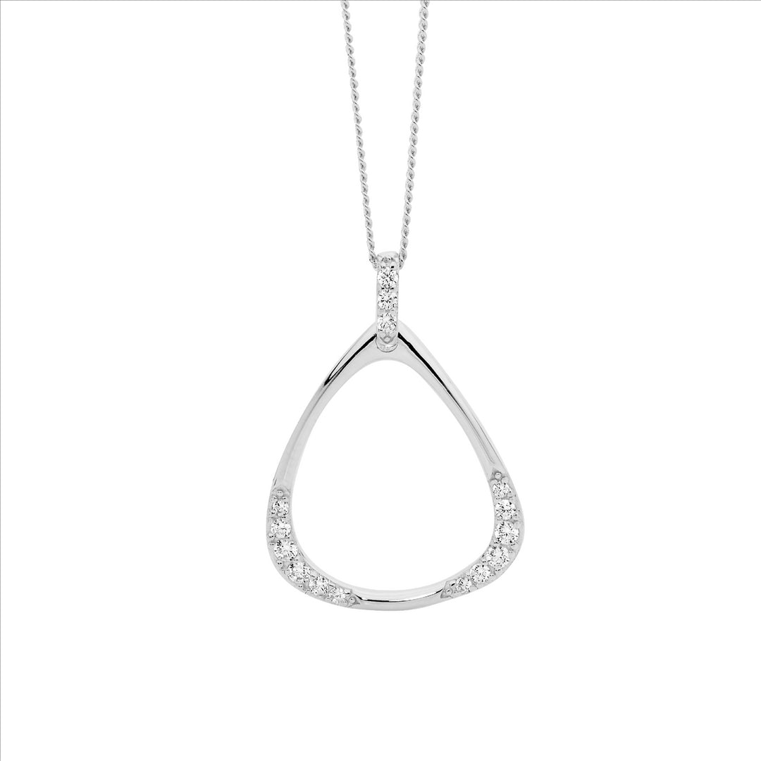 Sterling Silver Open Triangle CZ Drop Pendant