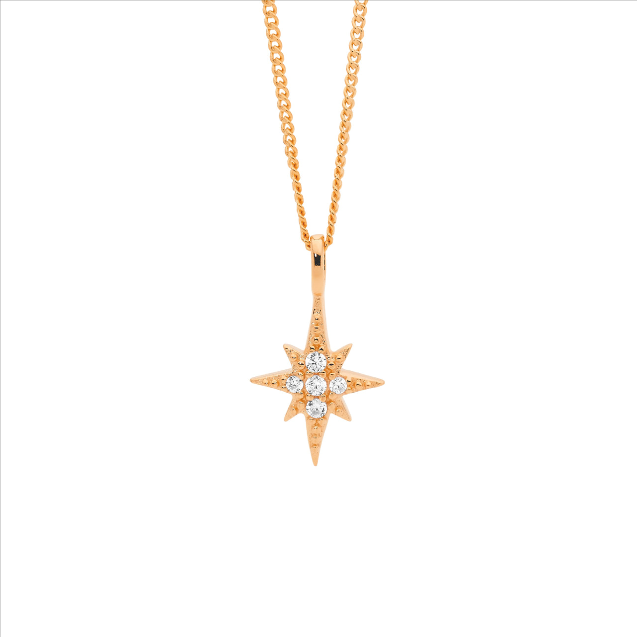 Sterling Silver Rose Gold Plated CZ Star Pendant