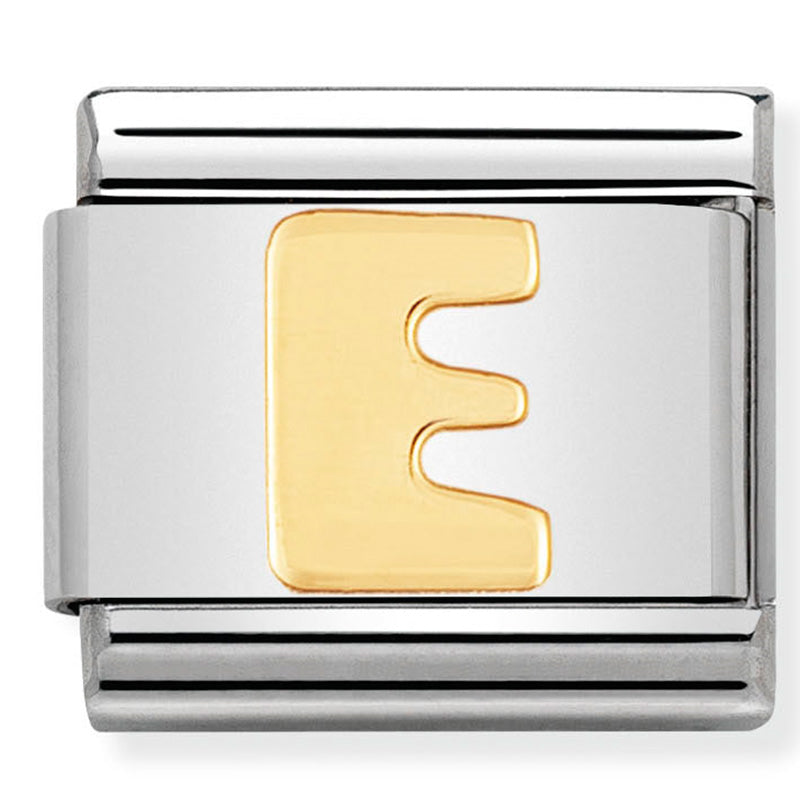 Nomination - Stainless Steel & 18ct Gold Letter E