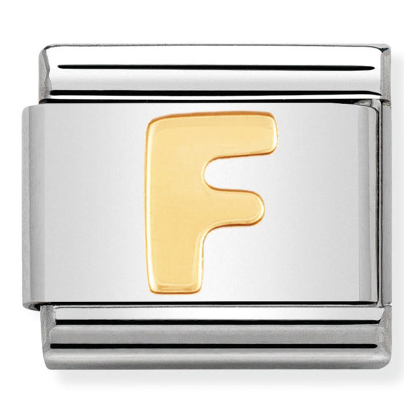 Nomination - Stainless Steel & 18ct Gold Letter F