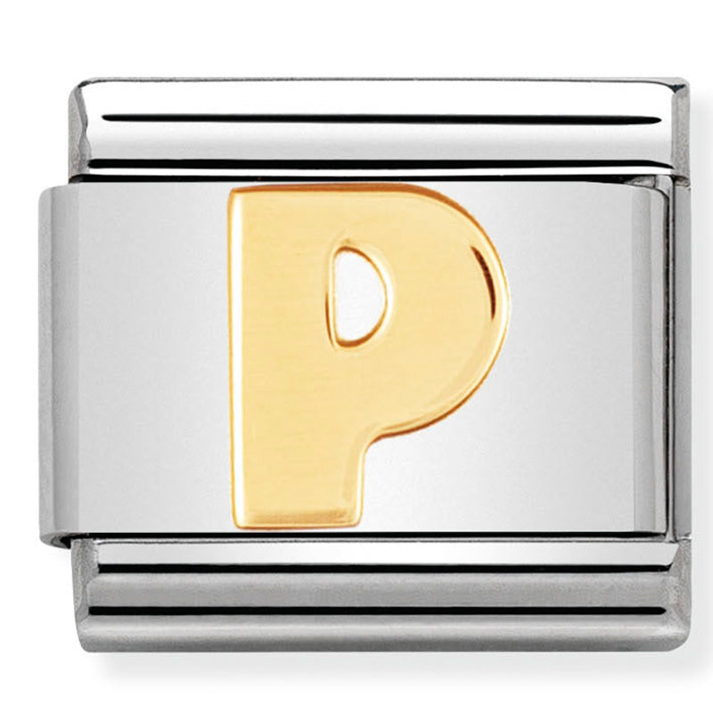 Nomination - Stainless Steel & 18ct Gold Letter P