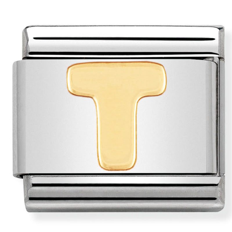 Nomination - Stainless Steel & 18ct Gold Letter T