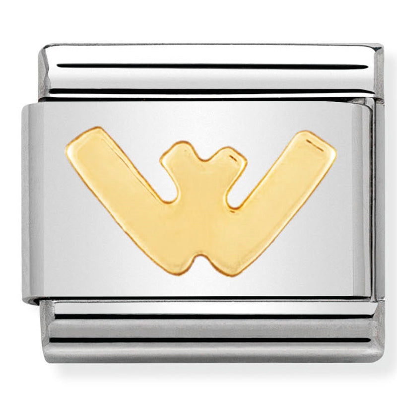 Nomination - Stainless Steel & 18ct Gold Letter W