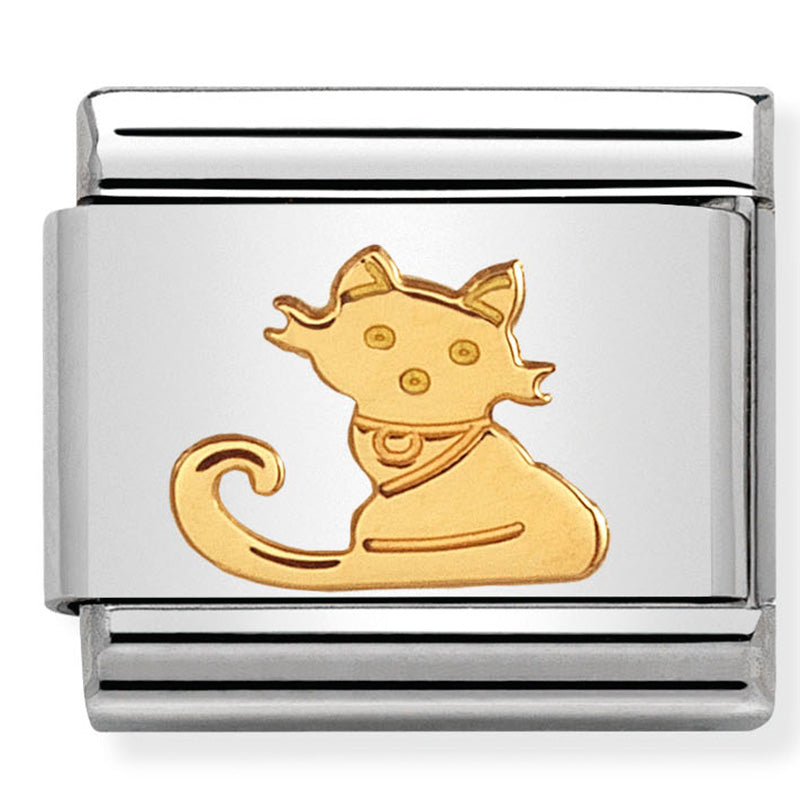 Nomination - Stainless Steel & 18ct Gold Seated Cat