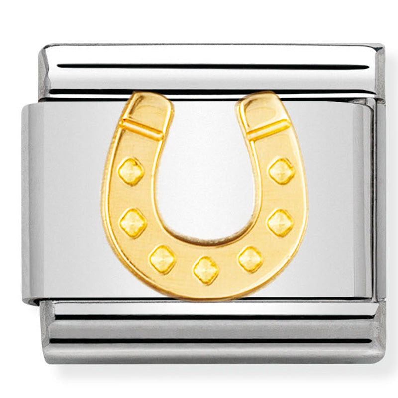 good luck stainless steel & 18ct gold danish horseshoe