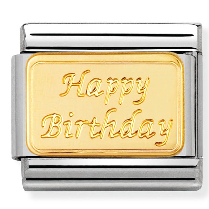 Nomination - Stainless Steel & 18ct Gold Engraved Happy Birthday