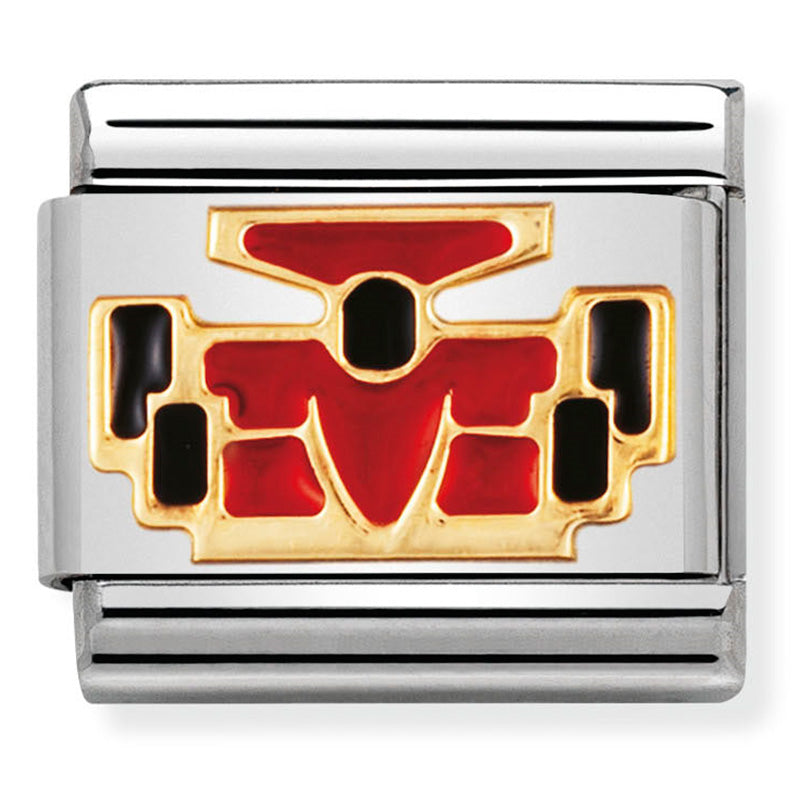 Nominaiton - Stainless Steel, Enamel & 18ct Gold Red Car