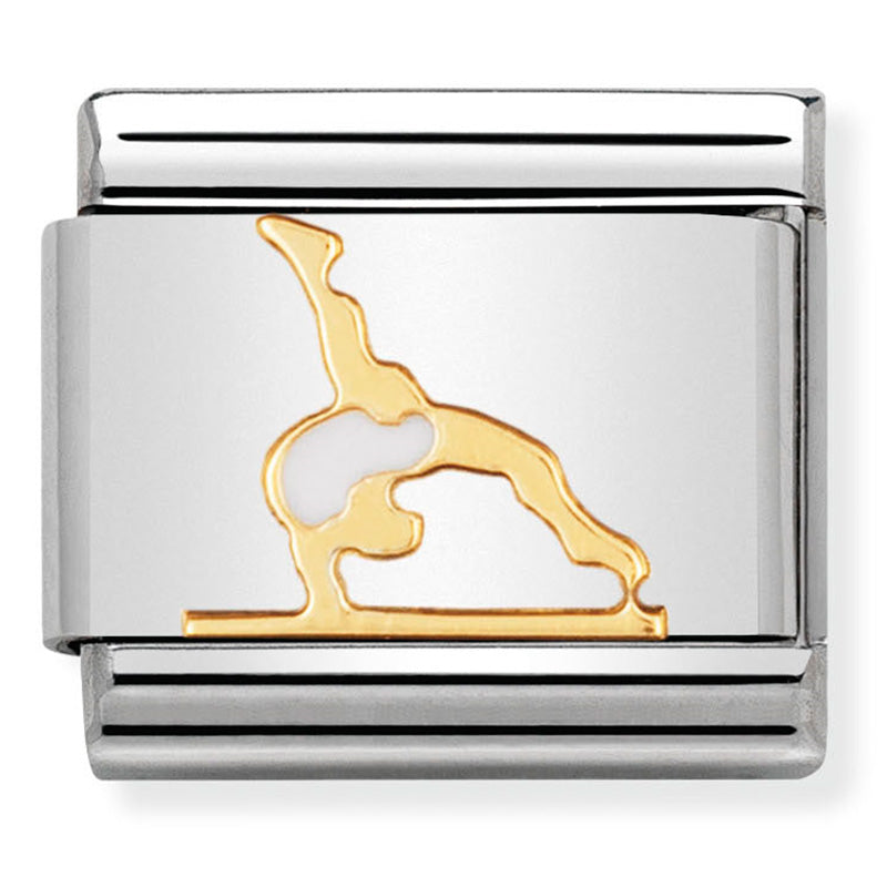 Nominaiton - classic sports st/steel, enamel & 18ct gold (gymnast)