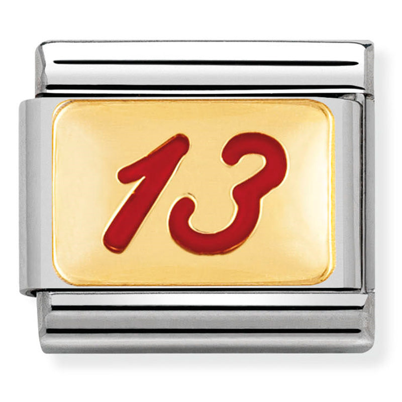 Nomination - Stainless Steel, Enamel & 18ct Gold Number 13