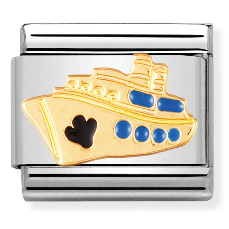 Nomination - Stainless Steel, Enamel & 18ct Gold Cruise Ship