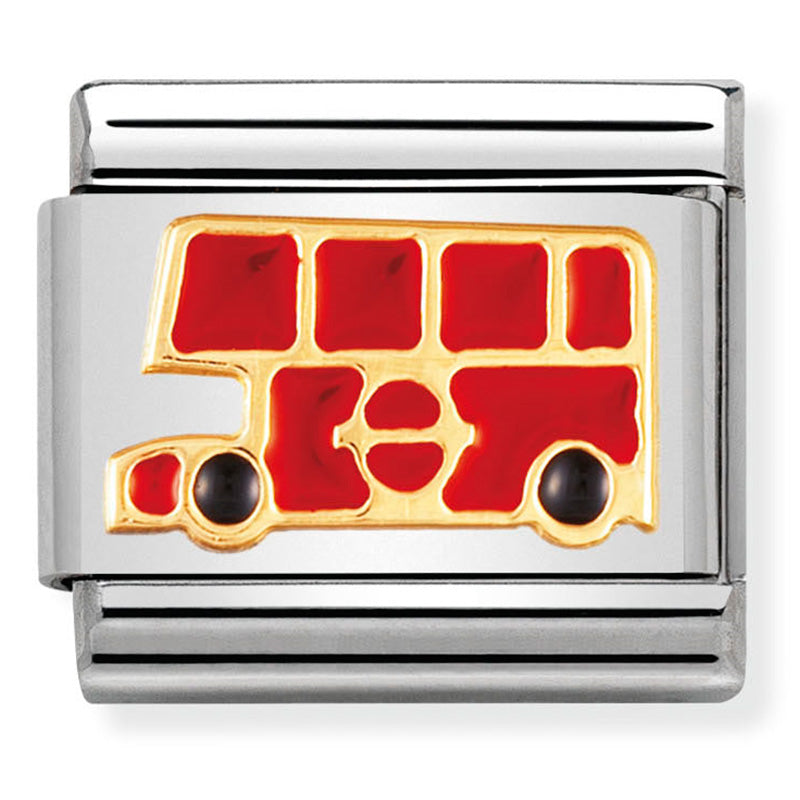 Nomination - Stainless Steel, Enamel & 18ct Gold London Bus