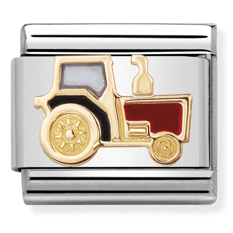 Nomination - St st, enamel and 18ct gold tractor