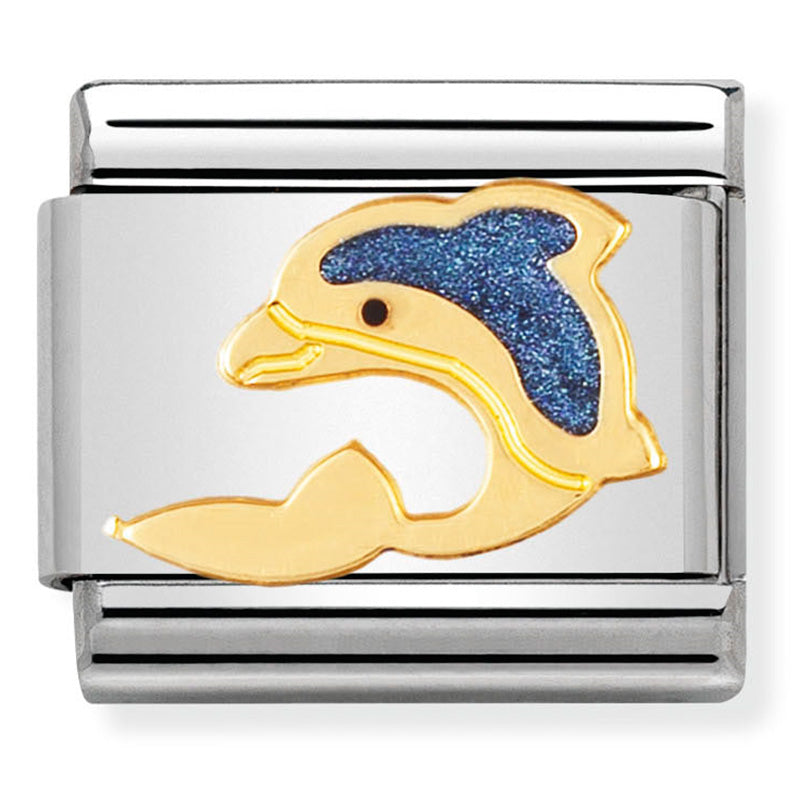 Nomiation - Stainless Steel, Enamel & 18ct Yellow Gold Dolphin